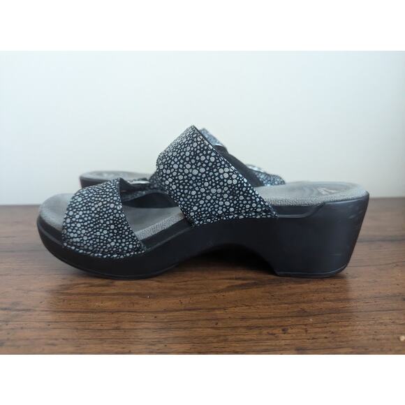 Dansko Sophie Women Clog Sand Black Silver US 7/7.5 EU38 Adjustable Double Strap - Picture 8 of 10